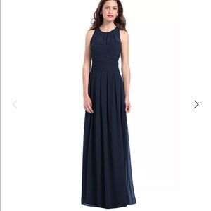 Bill Levkoff Navy Chiffon Jewel A-line Bridesmaid Dress